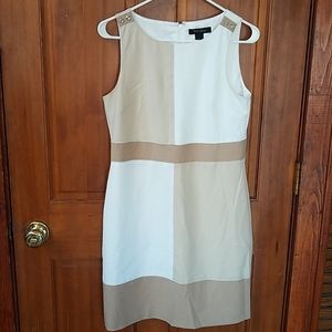 White, beige and tan dress.